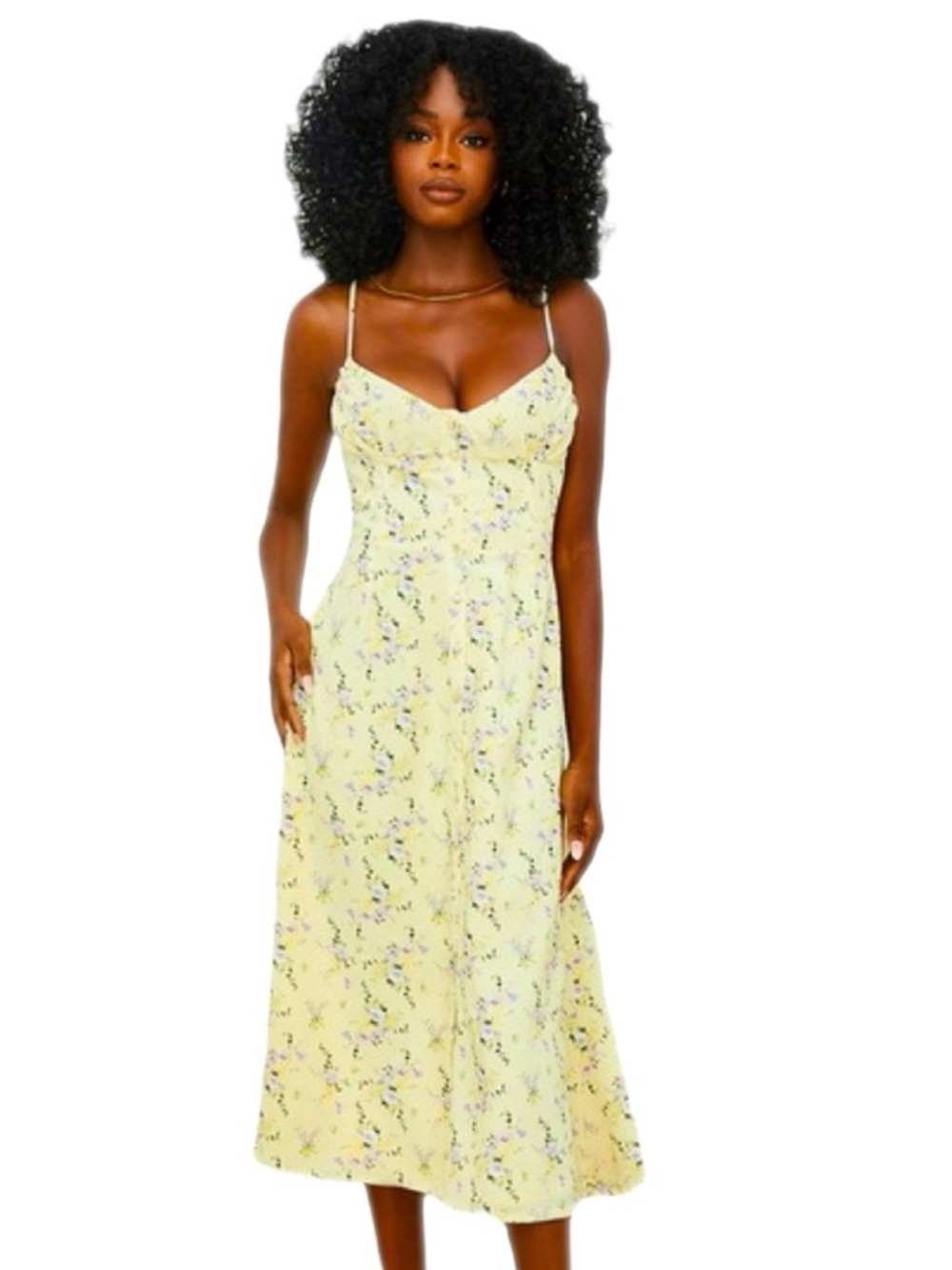 HOUSE OF CB “Annabella” lemon floral midi sun dress💛💛